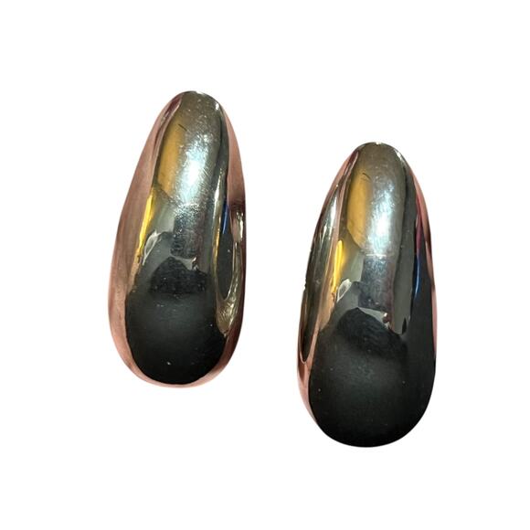 Vintage Heavy Silver-Tone Clip-On Earrings – Bold Sculptural Design - Picture 8 of 13